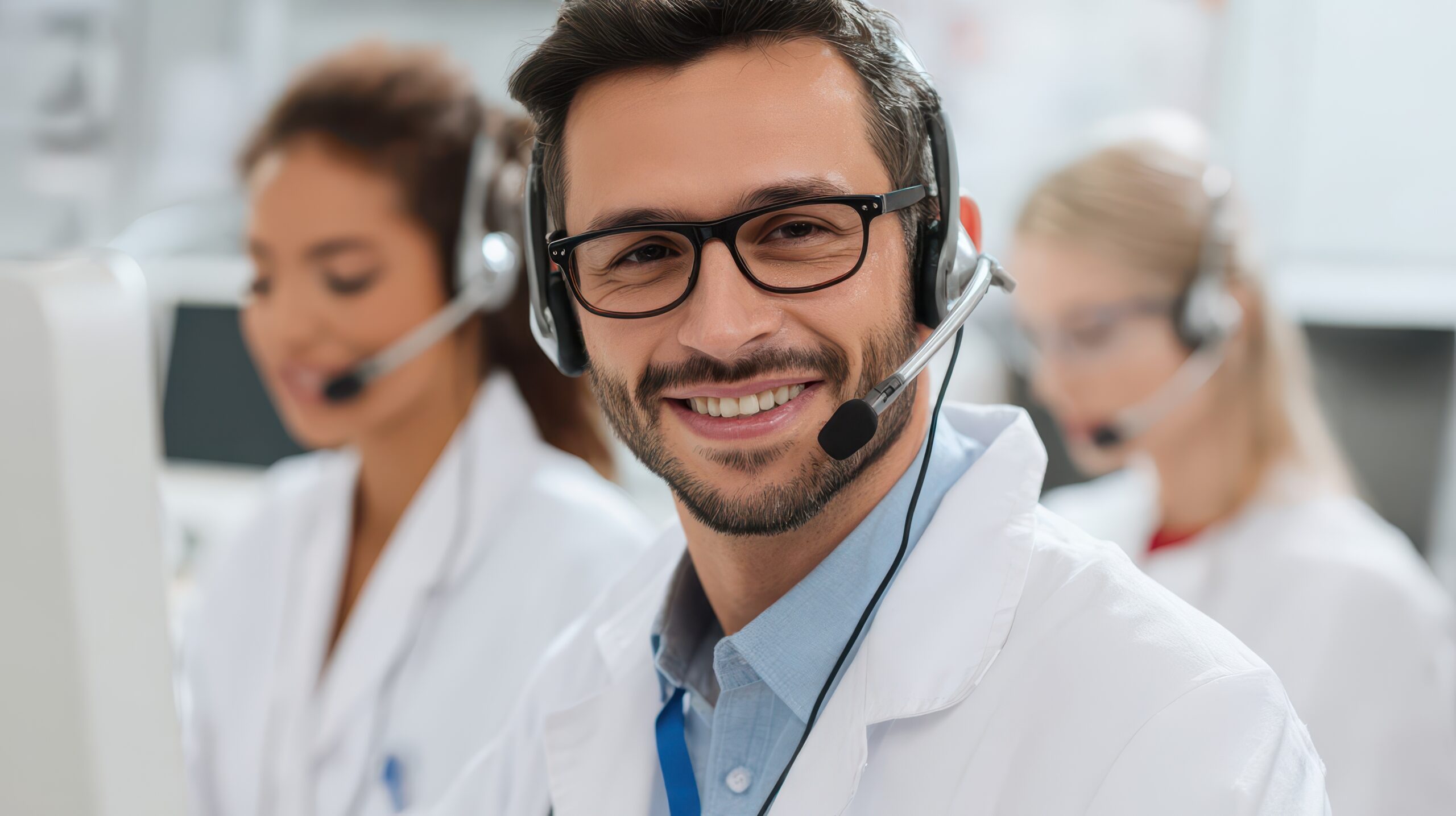 professional customer service representatives at work.